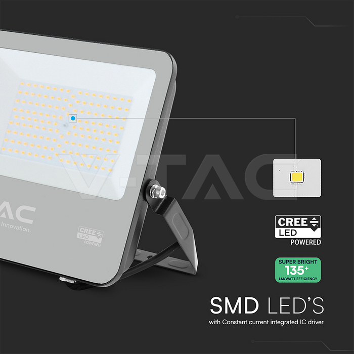 100W LED Proyector CREE Chip Cuerpo Negro Vidrio Gris 3000K 135lm/W-extra-1.webp