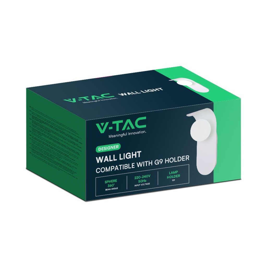 [VS46816] V-TAC Aplique de pared con conexión para focos G9*1 (máx. 5W) en metal y cristal, color negro IP20