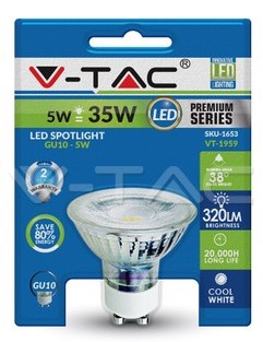 [VSD3302] BOMBILLA LED 5W GU10 CRISTAL CON LENTE 3000K
