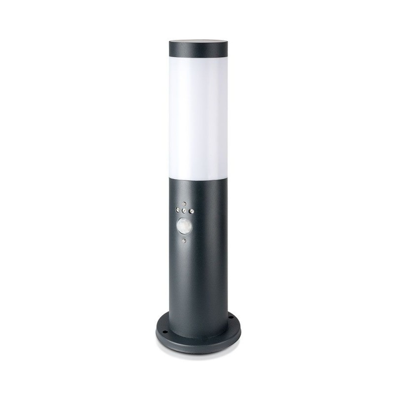 [VQ22689651] BALIZA DE JARDÍN DE ACERO INOXIDABLE E27 45CM PIR SENSOR CUERPO GRIS IP44