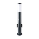 [VQ22689761] BALIZA DE JARDÍN DE ACERO INOXIDABLE E27 60CM PIR SENSOR 2 ENCHUFES ESTÁNDAR EUROPEO CUERPO GRIS IP44