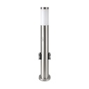 [VQ22689771] BALIZA DE JARDÍN DE ACERO INOXIDABLE E27 60CM PIR SENSOR 2 ENCHUFES ESTÁNDAR EUROPEO SATÉN-NÍQUEL IP44