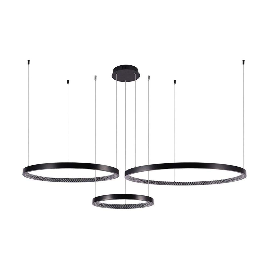 [VQ226100541] LÁMPARA DE TECHO COLGANTE LED DE DISEÑO 57W CRISTAL NEGRO 3000K