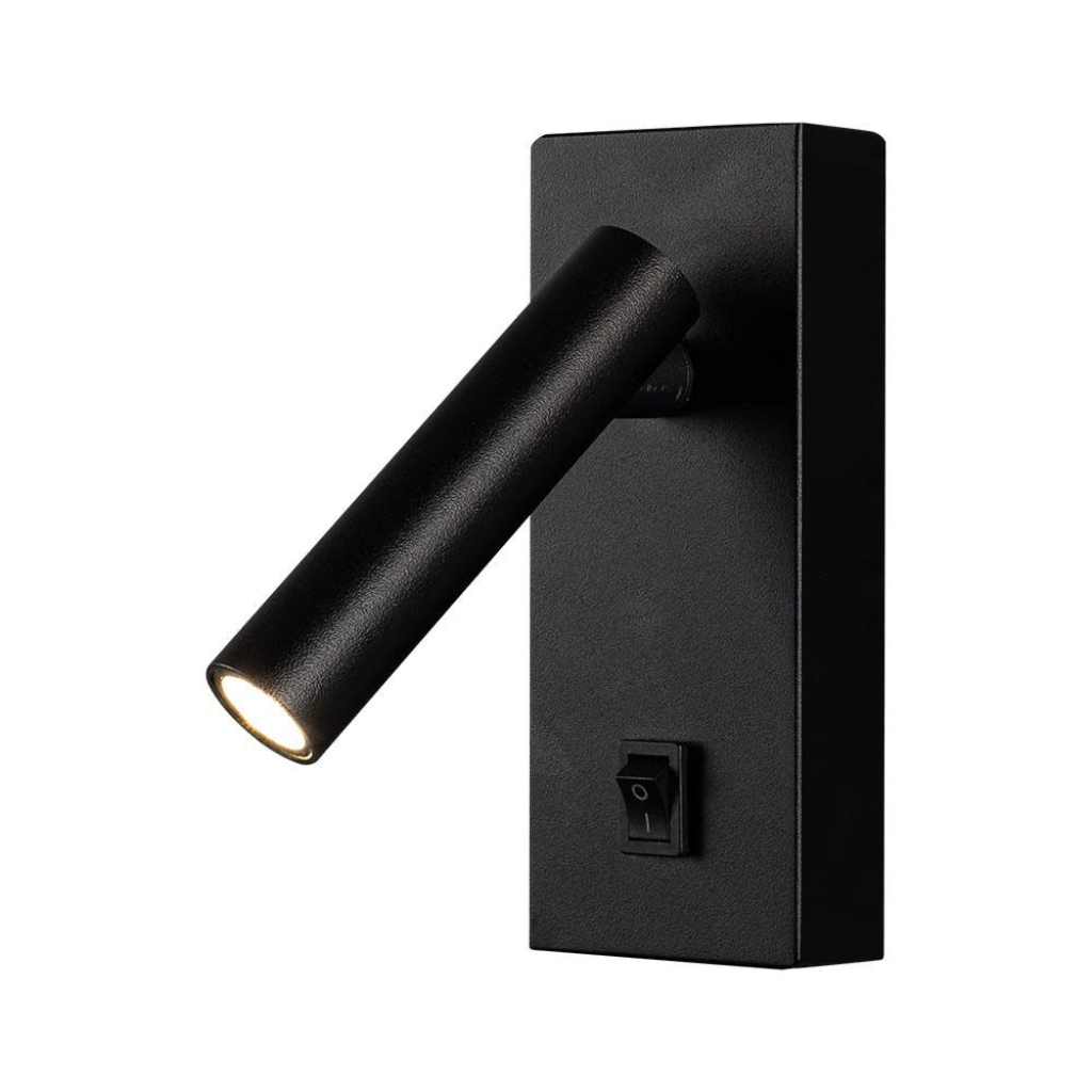 [VQ226102871] APLIQUE CON FOCO LED 2W DE PARED CUADRADO CON INTERRUPTOR CUERPO NEGRO 4000K