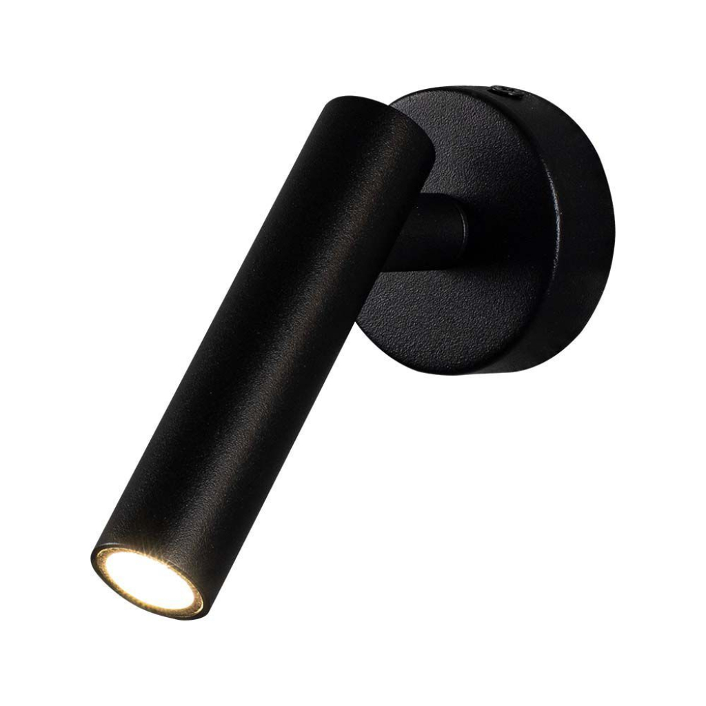[VQ226102911] APLIQUE CON FOCO LED DE PARED 2W REDONDO CUERPO NEGRO 4000K