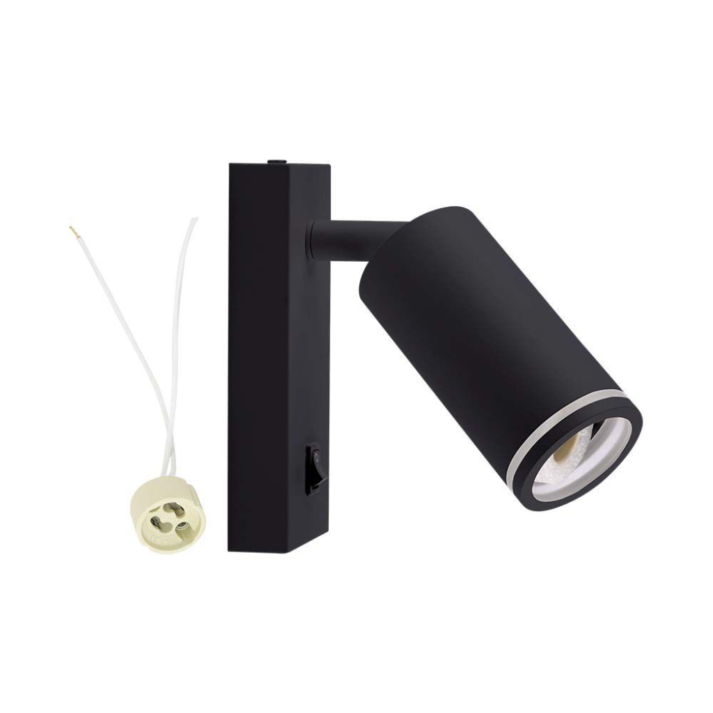 [VQ226102941] APLIQUE PARA GU10 FOCO INTERRUPTOR DE PARED CUERPO NEGRO