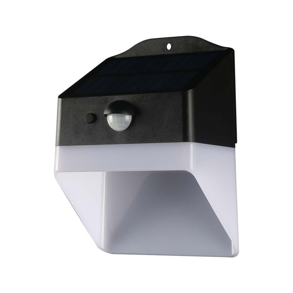 [VQ226103091] APLIQUE SOLAR LED 2W SENSOR CUERPO BLANCO Y NEGRO 4000K