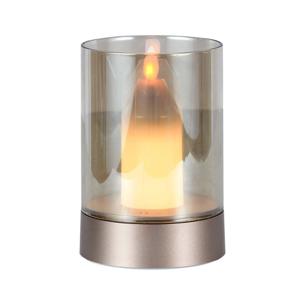 [VQ226105661] LÁMPARA DE MESA VELA LED 2W ORO CHAMPÁN + CRISTAL ÁMBAR 3000K
