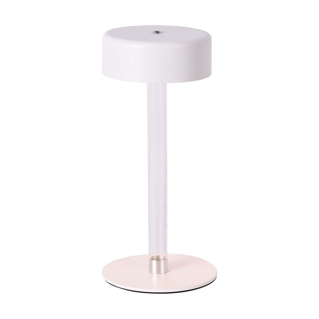 [VQ226105711] LÁMPARA DE MESA LED 3W D120X255 CUERPO BLANCO+PILAR CENTRAL TRANSPARENTE CCT