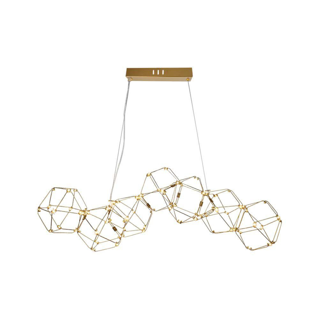 [VQ226153391] LÁMPARA COLGANTE DE DISEÑO LED 20W (LARGO 94 5 X ANCHO 32 5 X ALTO 120 CM) CON CUERPO DORADO DE 3000K