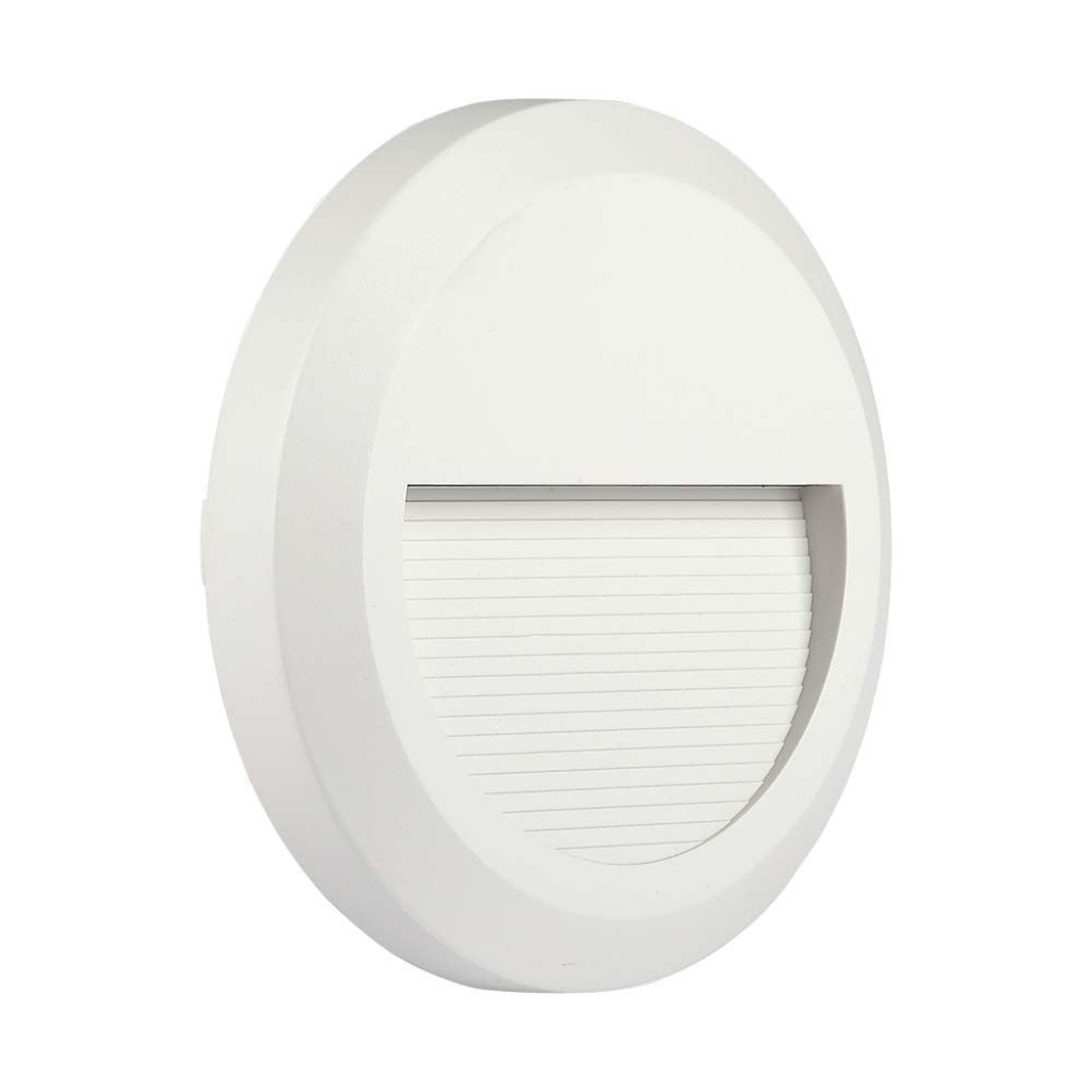 [VQ2262113151] BALIZA PARED LUZ INDIRECTA LED 2W CUERPO BLANCO REDONDO 3000K