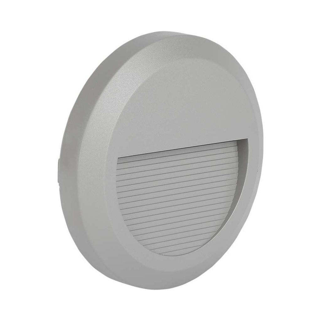 [VQ2262113191] BALIZA PARED LUZ INDIRECTA LED 2W CUERPO GRIS REDONDO 3000K