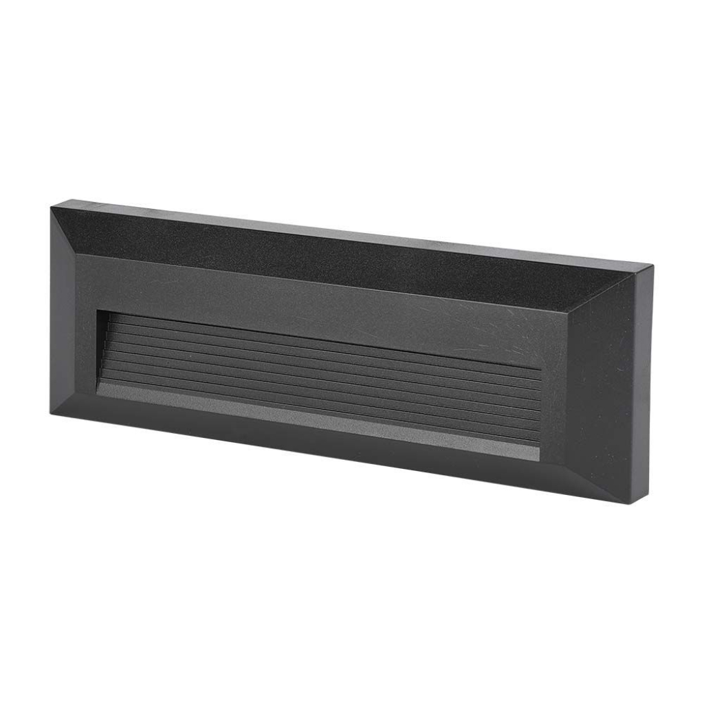 [VQ2262113291] BALIZA DE PARED LED 3W LUZ INDIRECTA CUERPO NEGRO RECTANGULAR 3000K
