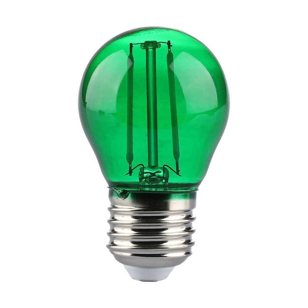 [VQ2262174111] BOMBILLA LED V-TAC E27 G45 2W FILAMENT 60LM 300° 45X72MM VERDE