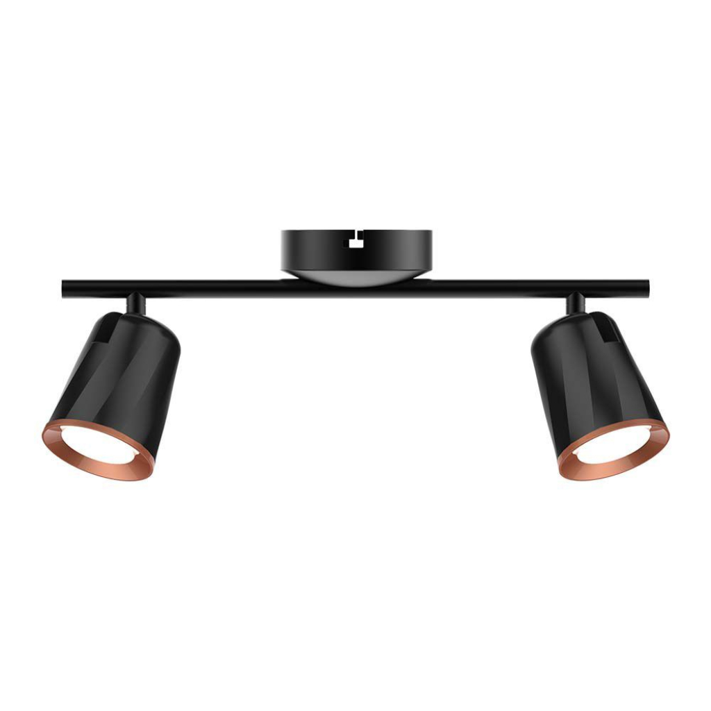 [VQ2262182551] APLIQUE LED DE PARED/TECHO 2X6W 3000K CUERPO NEGRO