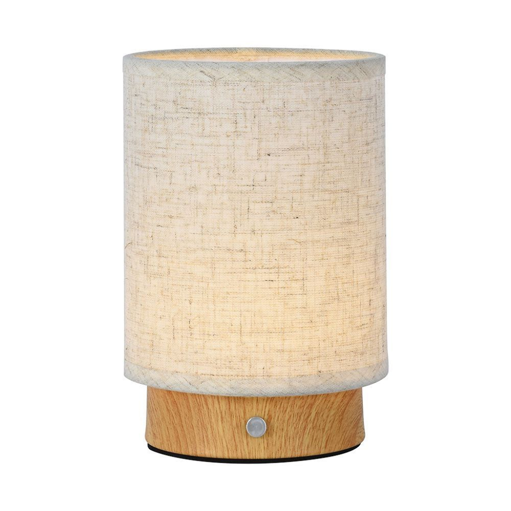 [VQ226230901] LÁMPARA DE MESA LED 3W BATERÍA RECARGABLE TELA + MADERA