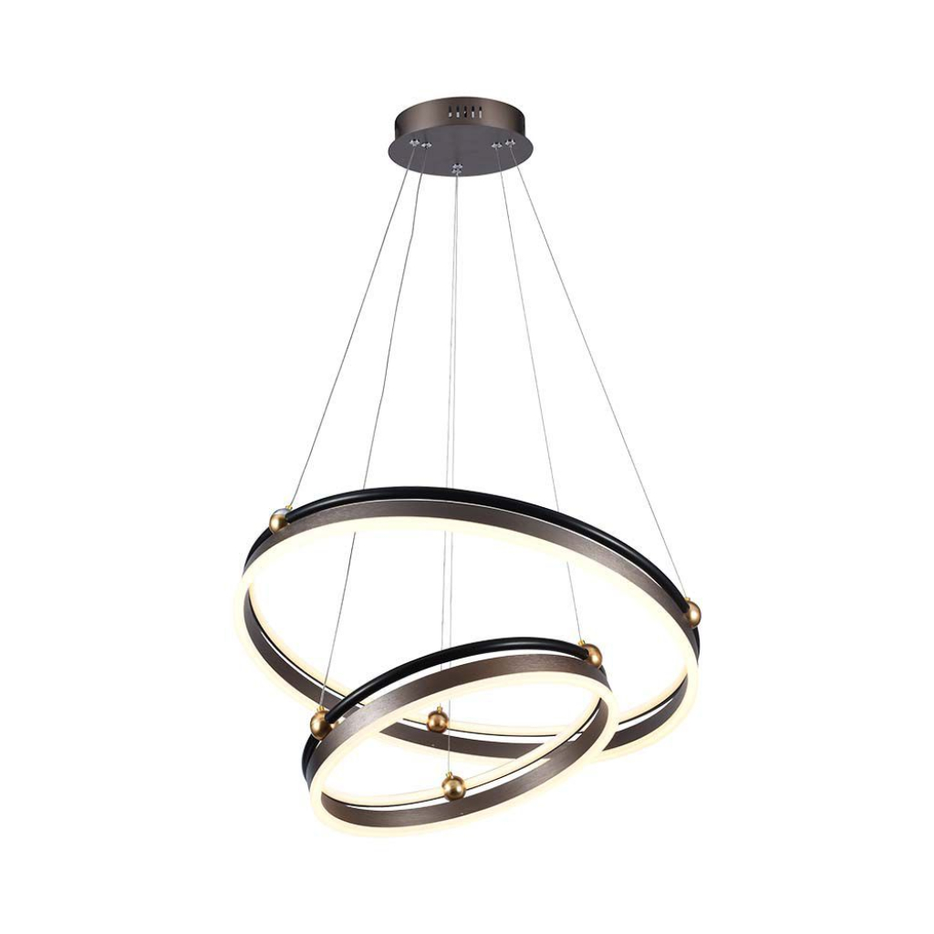 [VQ226230961] LÁMPARA DE TECHO LED COLGANTE 50W DOBLE ARO CUERPO CAFÉ 3000K