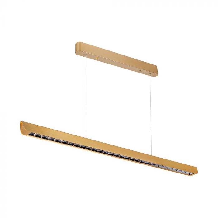 [VQ226233441] LUMINARIA LINEAL COLGANTE LED 36W CHIP SAMSUNG CON DIFUSOR REJILLA CUERPO DORADO CCT