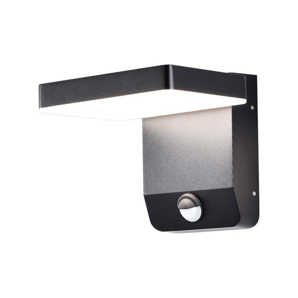 [VQ22629491] APLIQUE DE PARED LED 17W CON SENSOR CUERPO NEGRO CUADRADO IP65 4000K