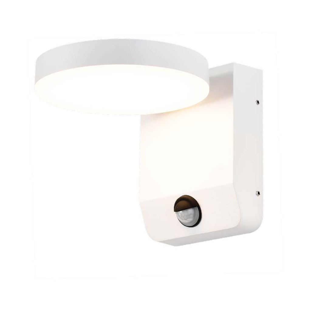 [VQ22629541] APLIQUE DE PARED LED 17W REDONDO CON SENSOR CUERPO BLANCO IP65 3000K