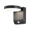 [VQ22629571] APLIQUE DE PARED LED 17W REDONDO CON SENSOR CUERPO NEGRO IP65 4000K