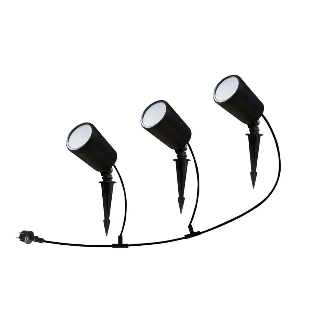 [VQ22630151] PIQUETA DE JARDÍN LED 5.2W X 3 UNID. CUERPO NEGRO IP65 RGB