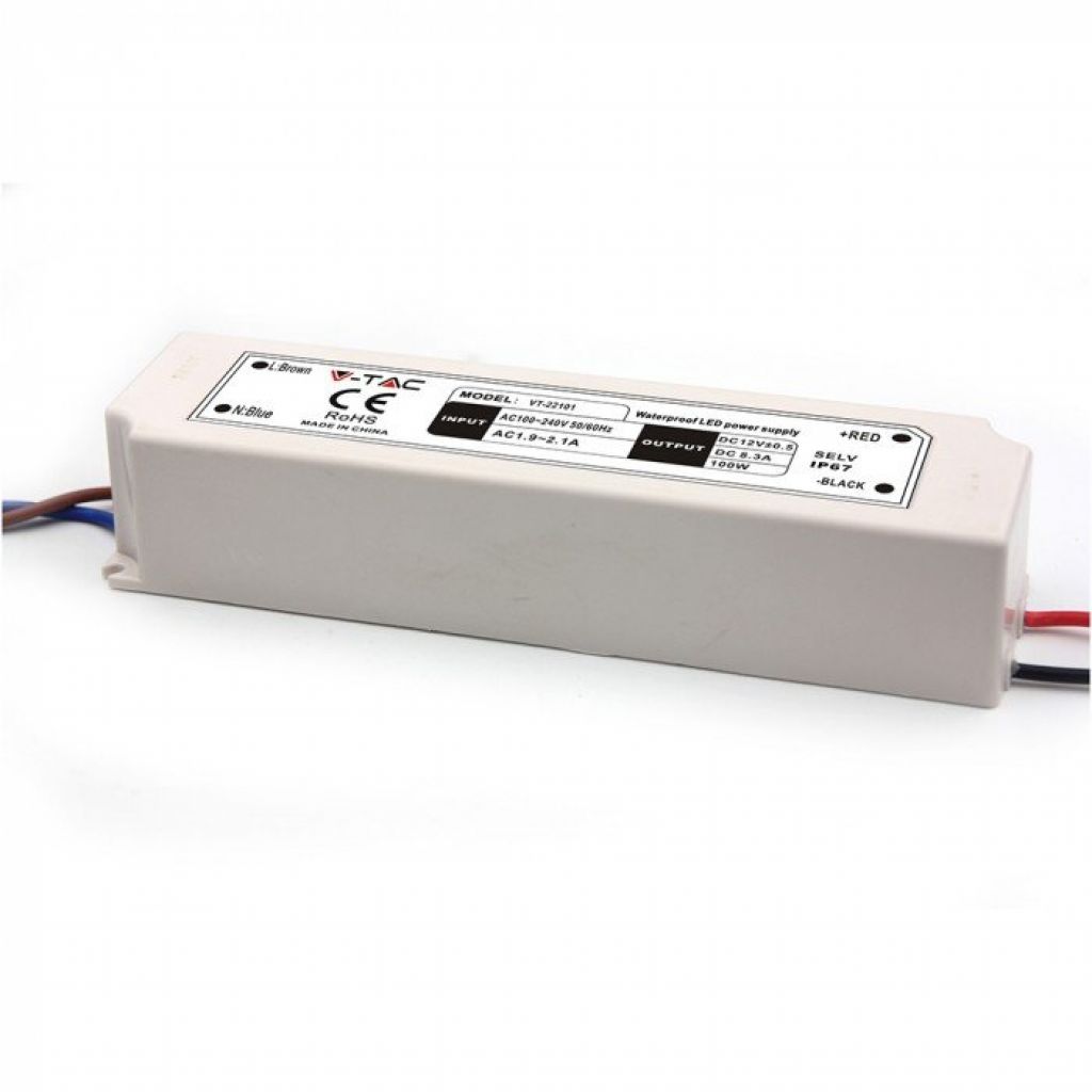 [VQ22632361] FUENTE DE ALIMENTACIÓN V-TAC 12V DC 100W 8A IP67 166X43X33MM