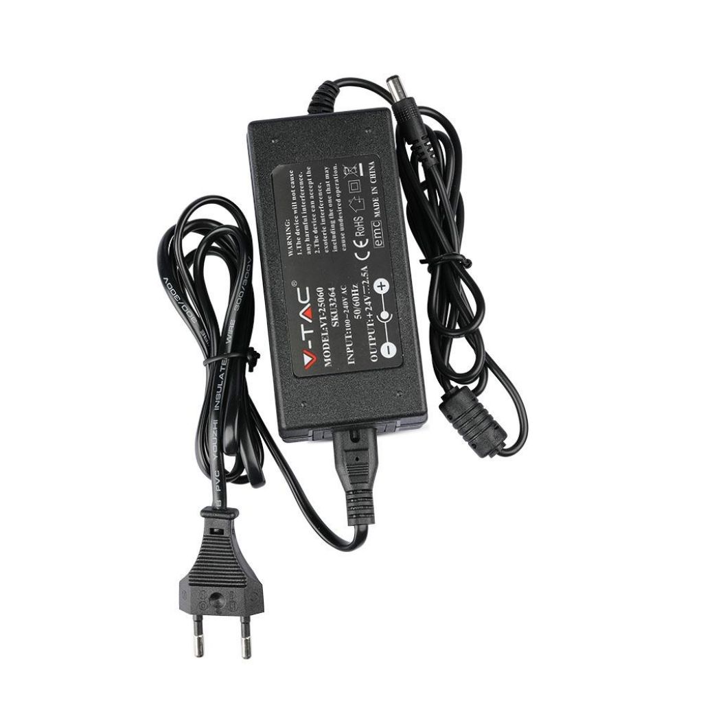 [VQ22632641] FUENTE DE ALIMENTACIÓN COMPACTA V-TAC 24V DC 60W 2.5A IP44 119X52X32MM