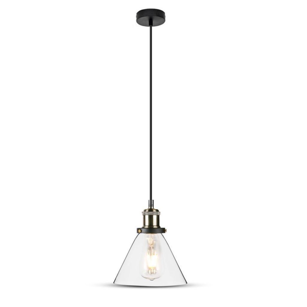 [VQ22637381] LÁMPARA DE TECHO CON SOPORTE COLGANTE VINTAGE TRANSPARENTE Ф180 E27 (BOMBILLA NO INCLUIDA)