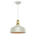 [VQ22637651] LÁMPARA DE TECHO CON SOPORTE COLGANTE MADERA METAL BLANCO E27 (BOMBILLA NO INCLUIDA)