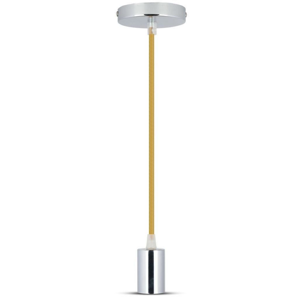 [VQ22637941] LÁMPARA DE TECHO CON SOPORTE COLGANTE DE CROMO BEIGE E27 (BOMBILLA NO INCLUIDA)