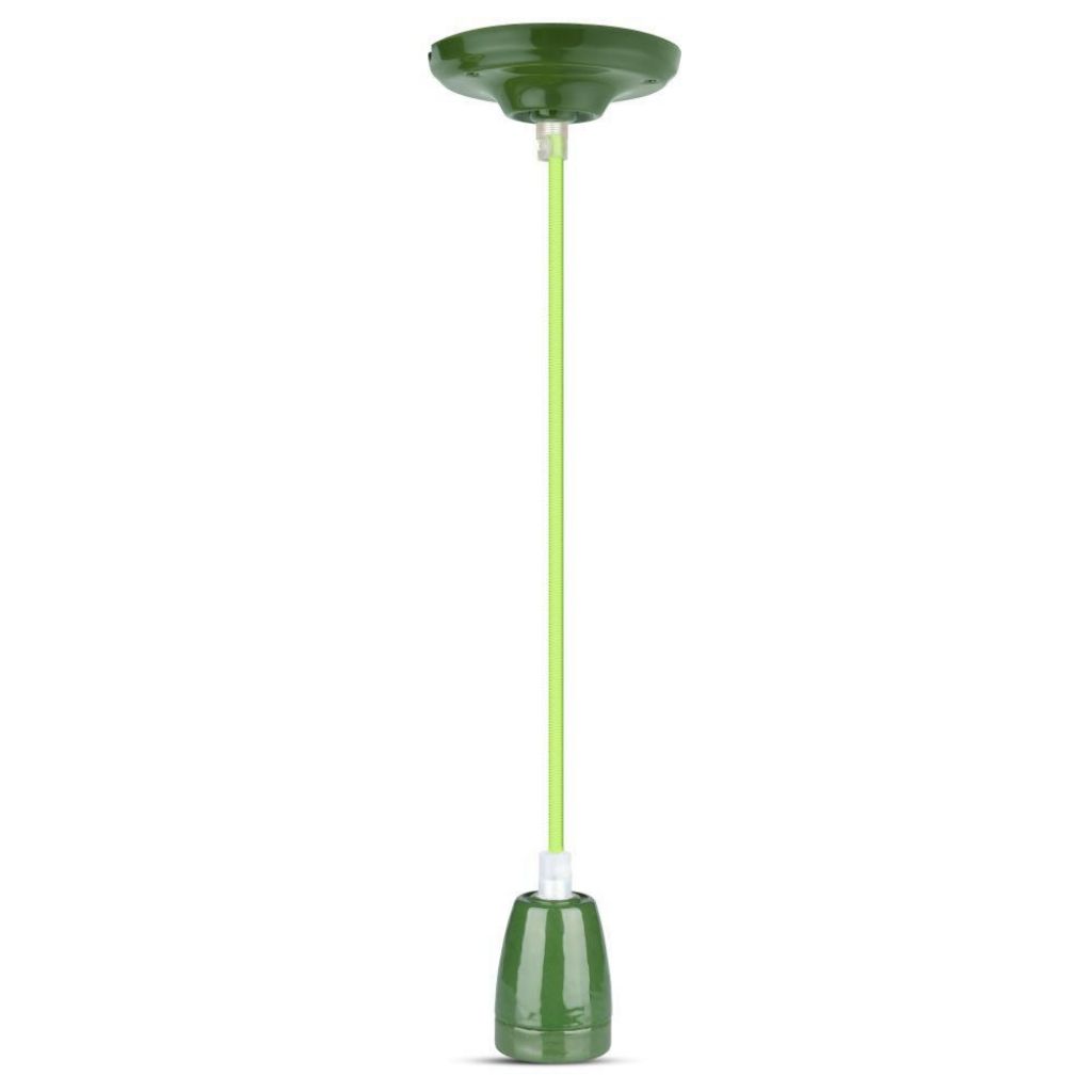 [VQ22638051] LÁMPARA DE TECHO CON SOPORTE DE PORCELANA VERDE E27 (BOMBILLA LED)