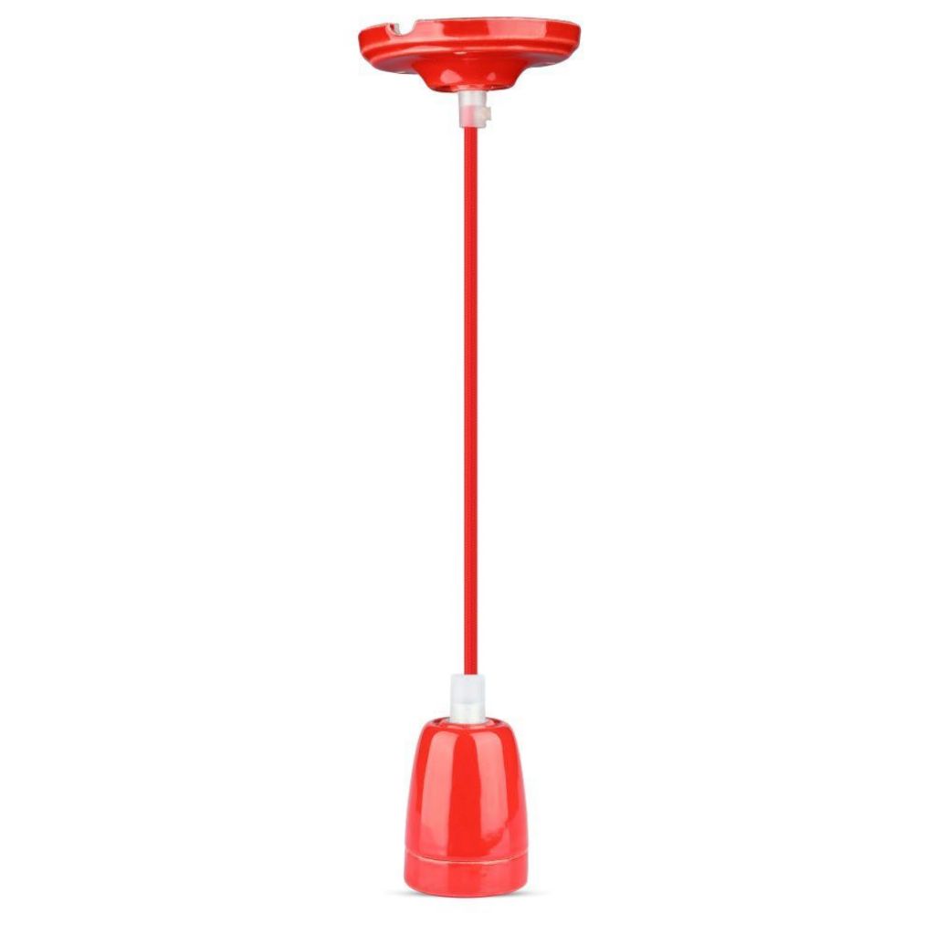 [VQ22638071] LÁMPARA DE TECHO CON SOPORTE DE PORCELANA ROJO E27 (BOMBILLA NO INCLUIDA)