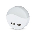 ¬[VZ1012] LÁMPARITA ENCHUFABLE DE NOCHE 0,4W LED USB REDONDA 4000K