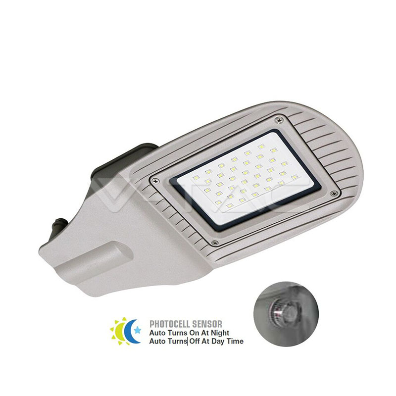 ¬[VZ10980] FAROLA LED 30W SMD CON SENSOR FOTOCELULAR CUERPO GRIS 6400K