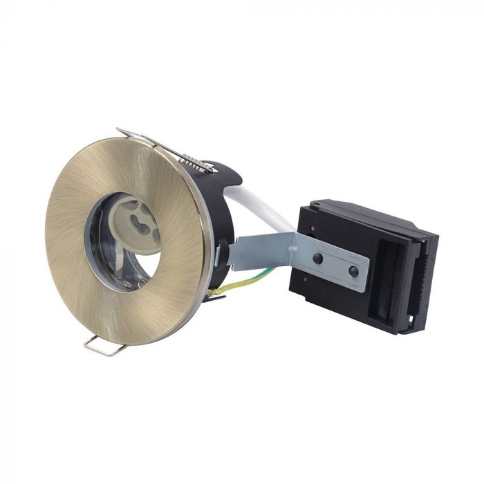 ¬[VZ14050] DOWNLIGHT PARA GU10 CON CLASIFICACIÓN CONTRA INCENDIOS SIN CANALES IP65 LATÓN CEPILLADO