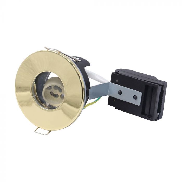 ¬[VZ14052] DOWNLIGHT PARA GU10 CON CLASIFICACIÓN CONTRA INCENDIOS SIN CANALES IP65 LATÓN PULIDO