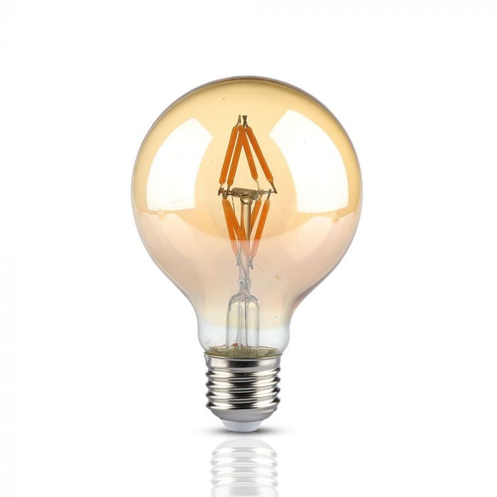 ¬[VZ14296] BOMBILLA LED 4W FILAMENTO E27 G80 ÁMBAR 2200K