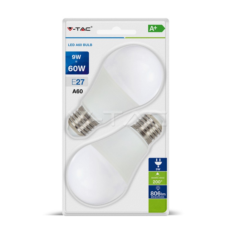 ¬[VZ14590] BOMBILLA LED V-TAC E27 A60 9W SMD 806LM 4000K