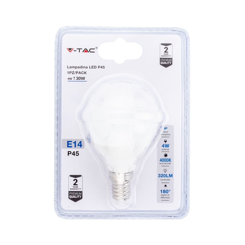 ¬[VZ14740] BOMBILLA LED 4W E14 P45 (BLISTER 1 PIEZA) 4000K