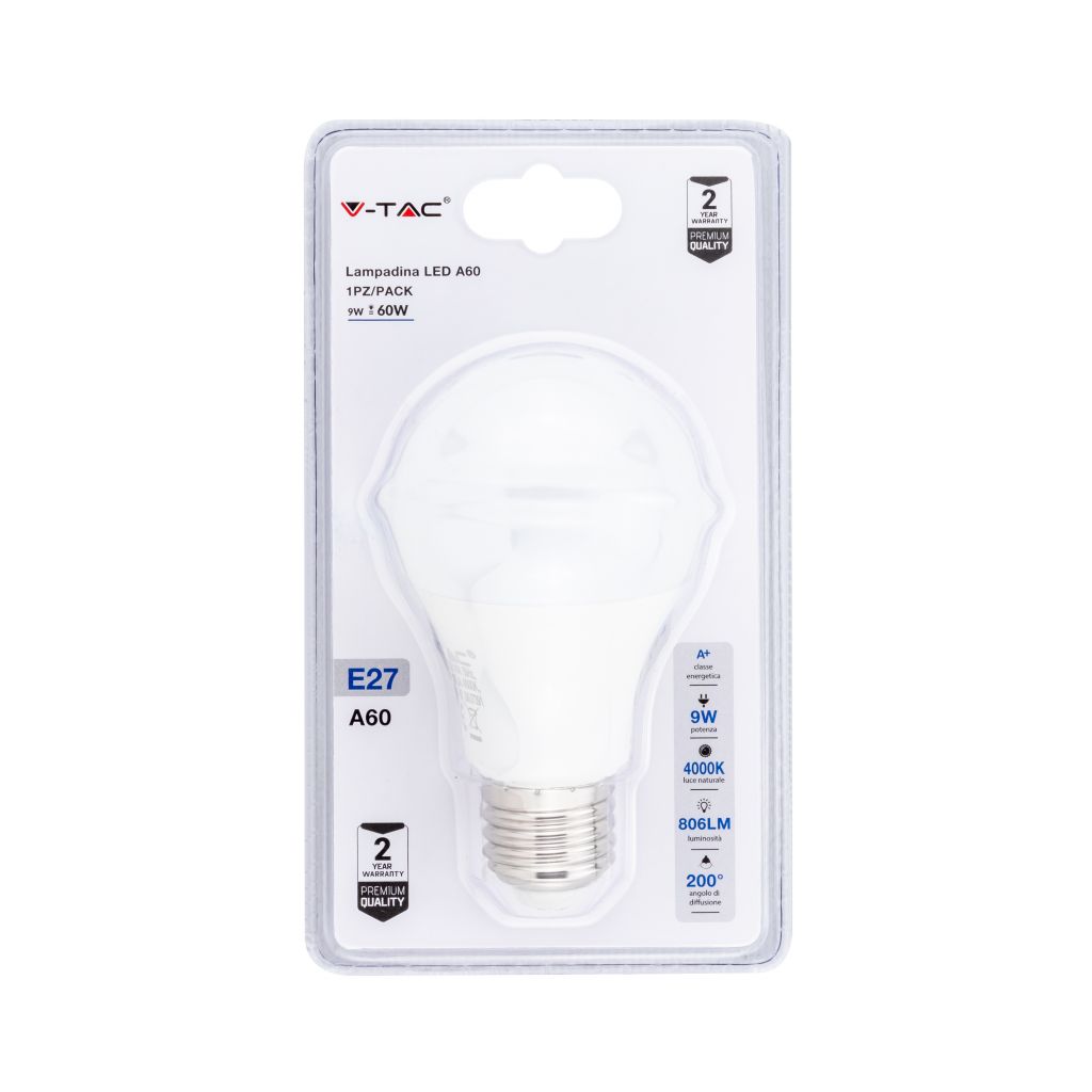 ¬[VZ14782] BOMBILLA LED E27 9W A60 4000K 
