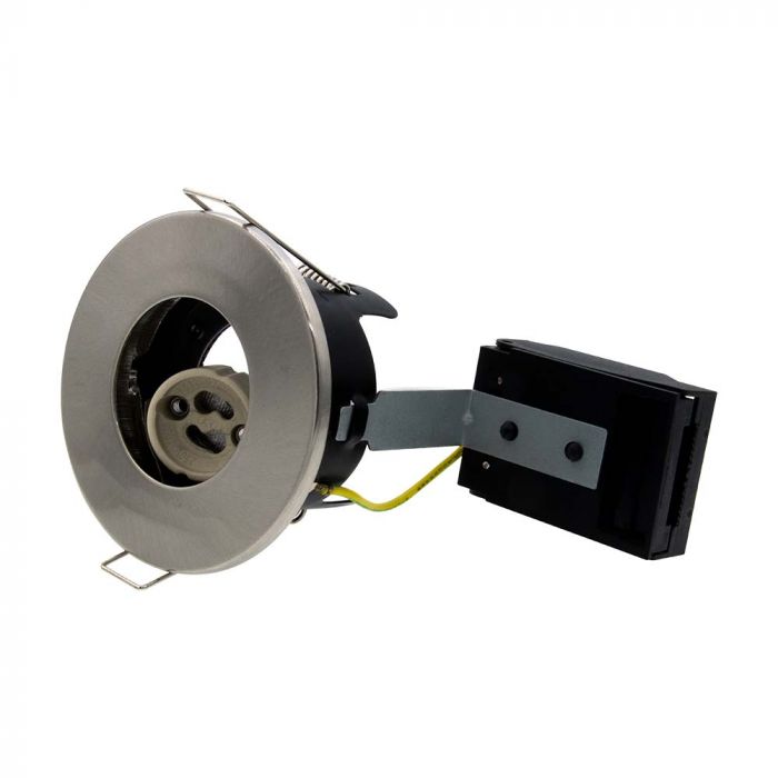 ¬[VZ153582] ACCESORIO GU10 CON CLASIFICACIÓN IGNÍFUGO SIN CANALES IP20 BISEL DE NÍQUEL SATINADO