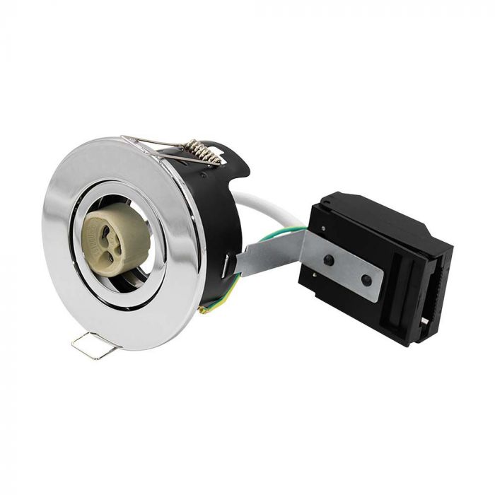 ¬[VZ15584] DOWNLIGHT PARA GU10 CON CONTRA INCENDIOS SIN CANALES INCLINABLES IP20 CROMADO
