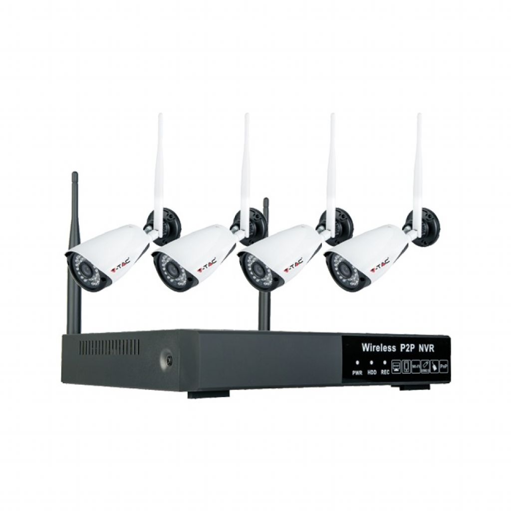 ¬[VZ16800] KIT DE VIDEOVIGILANCIA PARA EXTERIORES WIFI 4 CÁMARAS P2P SENSOR DE MOVIMIENTO ALERTA POR CORREO ELECTRÓNICO Y ESTACIÓN DE TRANSMISIÓN (800M)