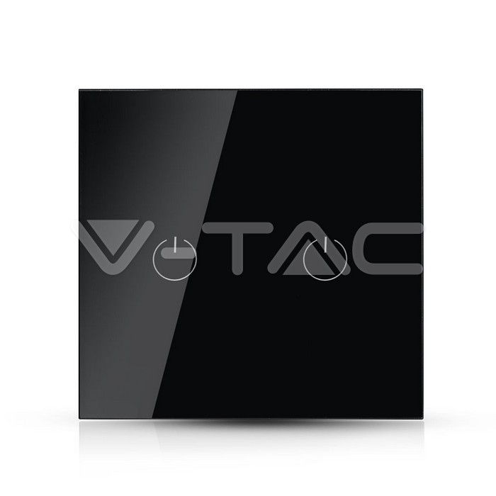 ¬[VZ16848] INTERRUPTOR TÁCTIL 2 SALIDAS WIFI COMPATIBLE CON GOOGLE HOME Y AMAZON ALEXA NEGRO