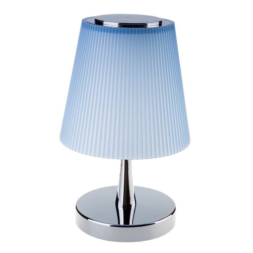 ¬[VZ17006] LÁMPARA DE MESA LED 5W COLOR CROMO PANTALLA AZUL TOUCH REGULABLE 4000K