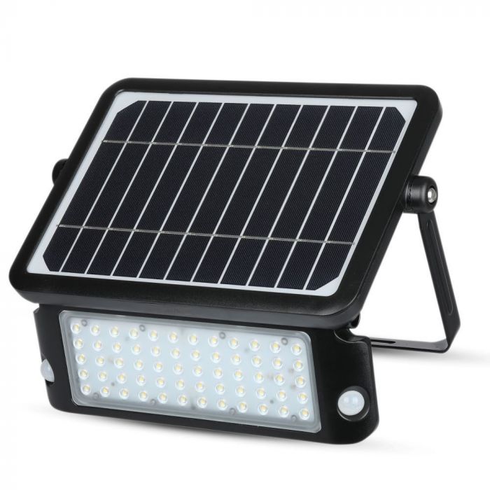 ¬[VZ17100] PROYECTOR LED SOLAR 10W CON SENSOR PIR Y CREPUSCULAR CUERPO NEGRO 4000K