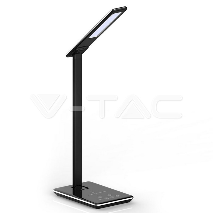 ¬[VZ17200] LÁMPARA DE MESA LED 5W CARGADOR INALÁMBRICO CUADRADO CUERPO NEGRO CCT