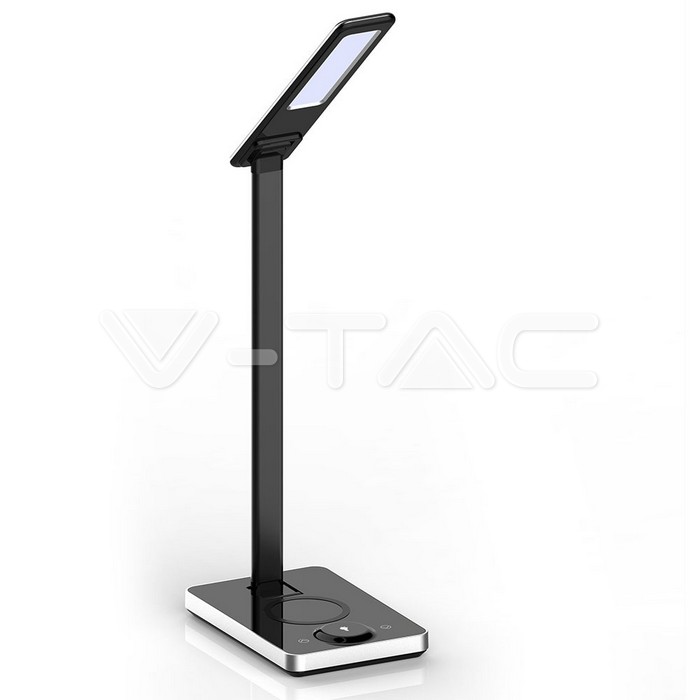 ¬[VZ17204] LÁMPARA DE MESA LED 5W CARGADOR INALÁMBRICO CUADRADO CUERPO NEGRO CCT