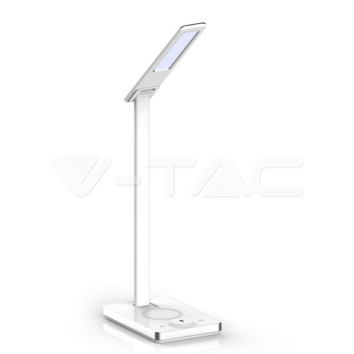¬[VZ17206] LÁMPARA DE MESA LED 5W CARGADOR INALÁMBRICO CUADRADO CUERPO BLANCO CCT